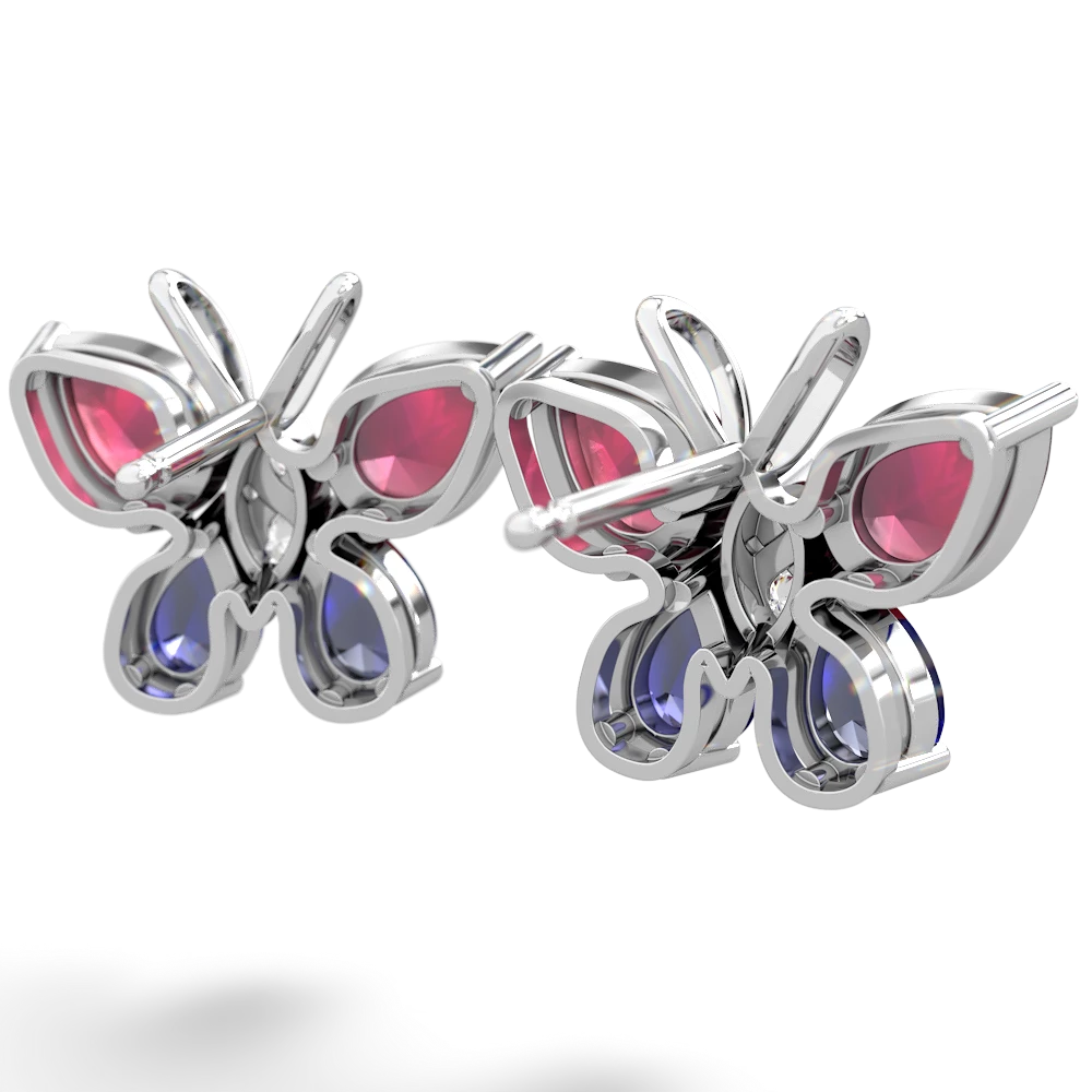 Ruby Butterfly 14K White Gold earrings E2215