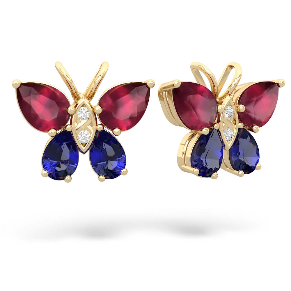 Ruby Butterfly 14K Yellow Gold earrings E2215