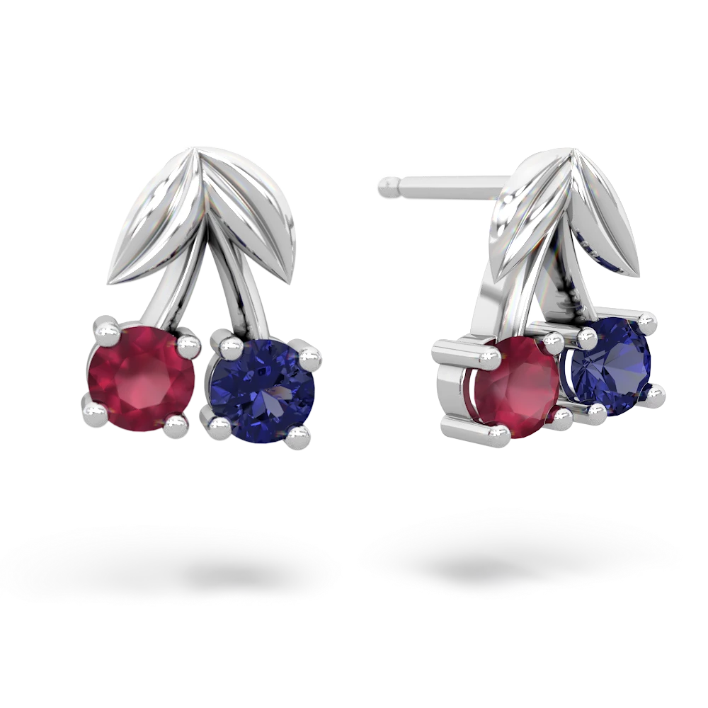 Ruby Sweet Cherries 14K White Gold earrings E7001