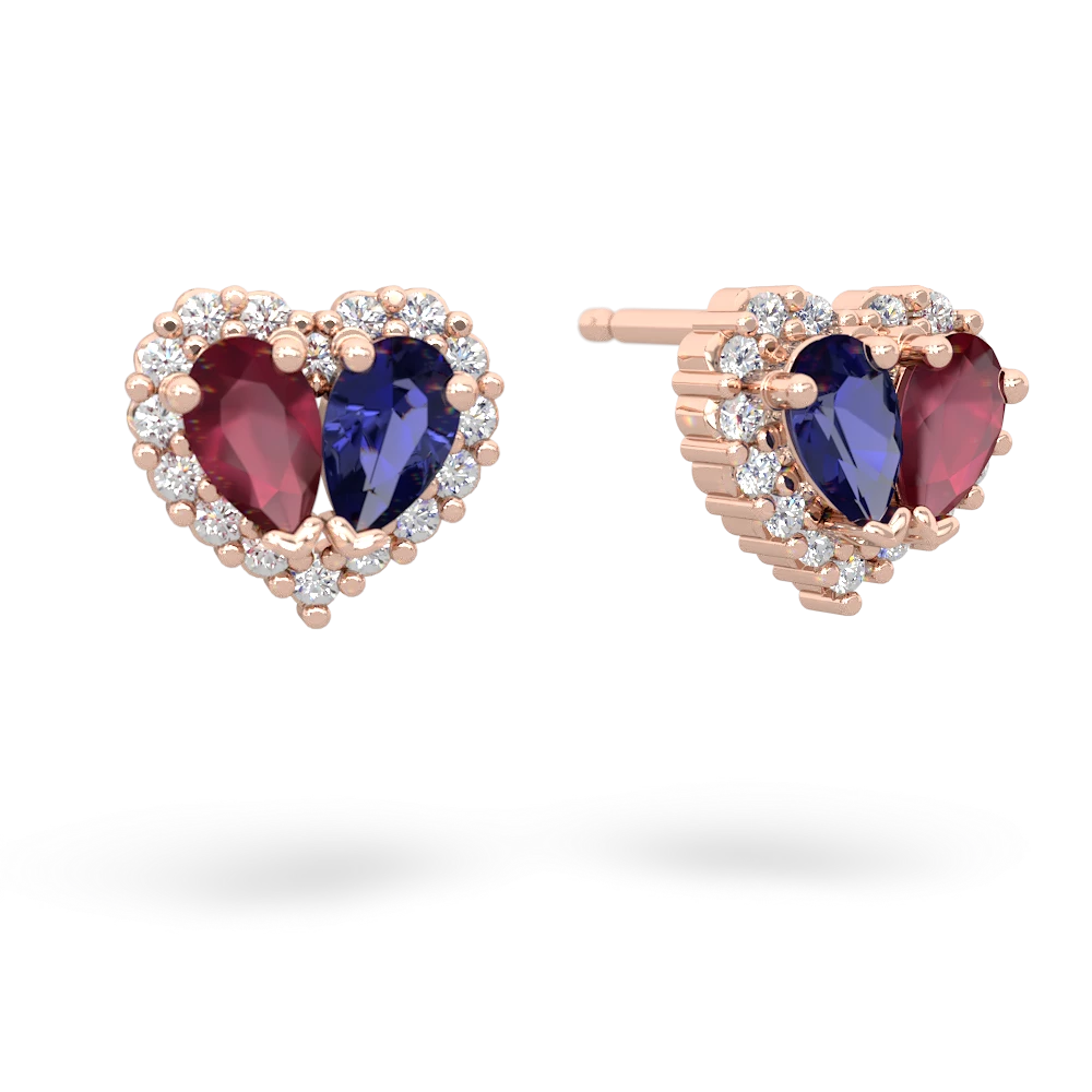 Ruby Halo 14K Rose Gold earrings E7008