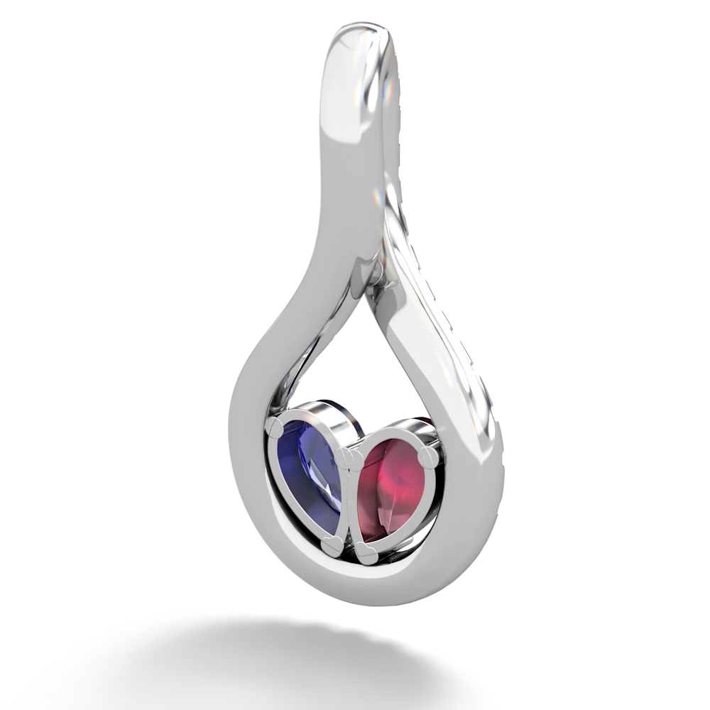 Ruby Pave Twist 'One Heart' 14K White Gold pendant P5360