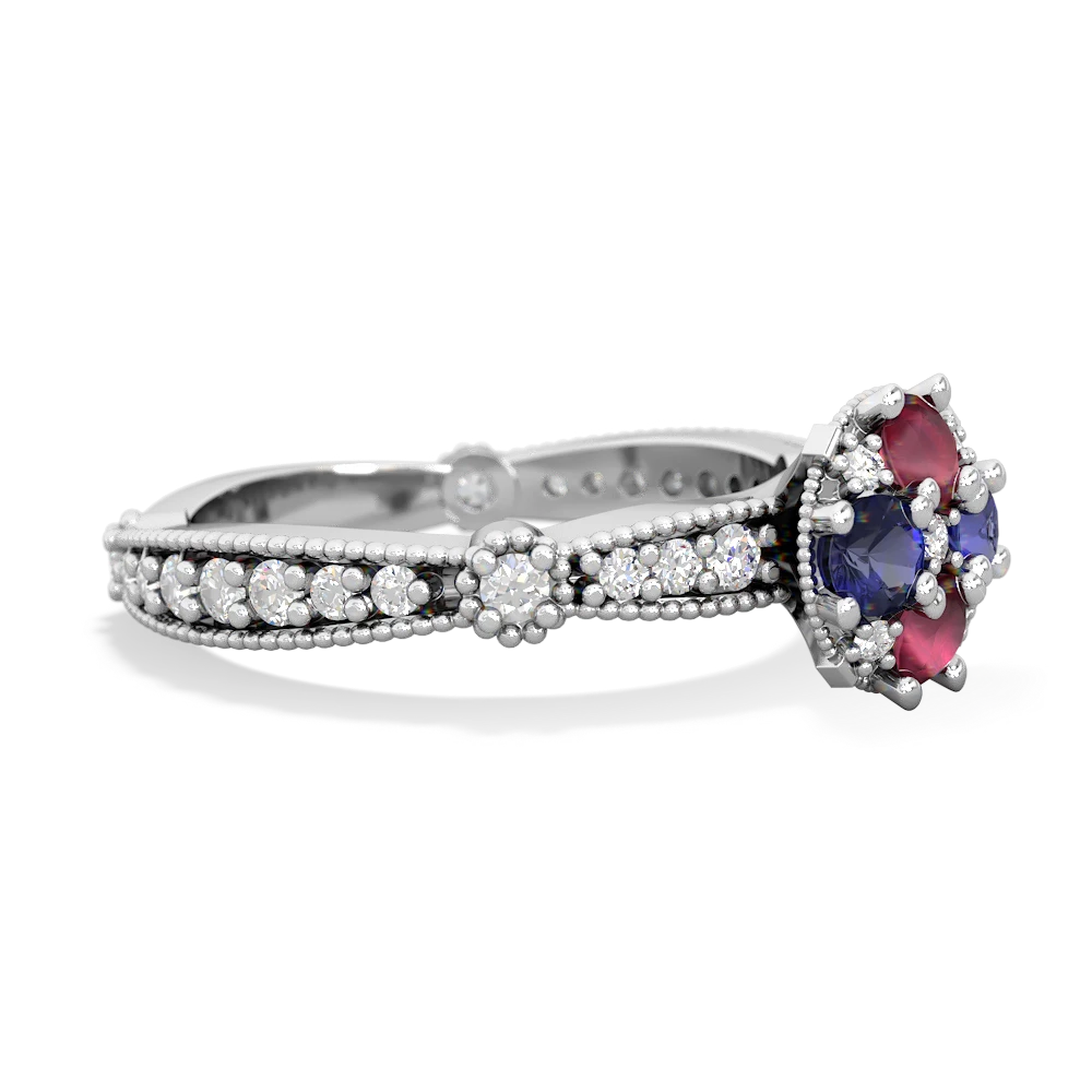 Ruby Sparkling Tiara Cluster 14K White Gold ring R26293RD