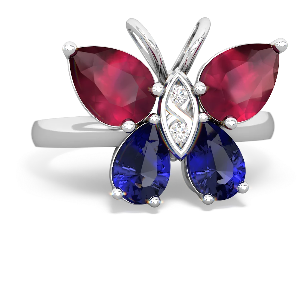 Ruby Butterfly 14K White Gold ring R2215