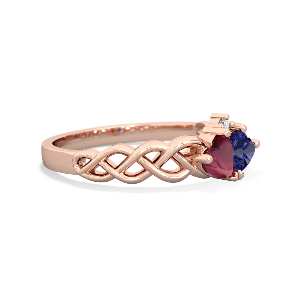 Ruby Heart To Heart Braid 14K Rose Gold ring R5870