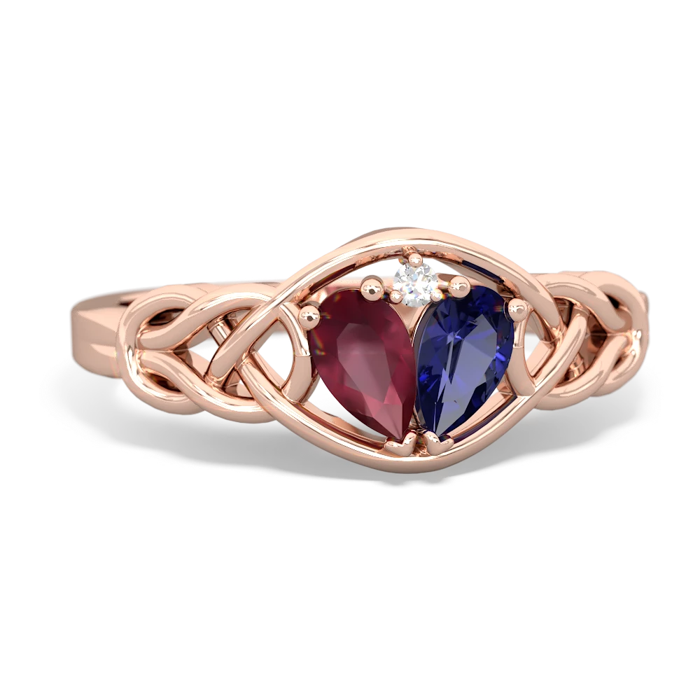 Ruby Celtic Love Knot 14K Rose Gold ring R5420