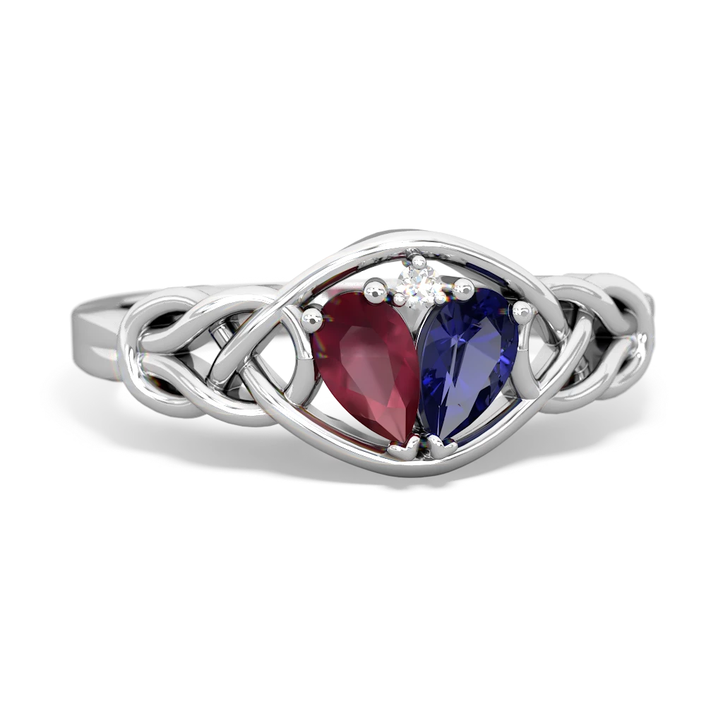 Ruby Celtic Love Knot 14K White Gold ring R5420