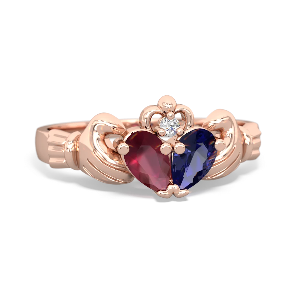 Ruby 'Our Heart' Claddagh 14K Rose Gold ring R2388