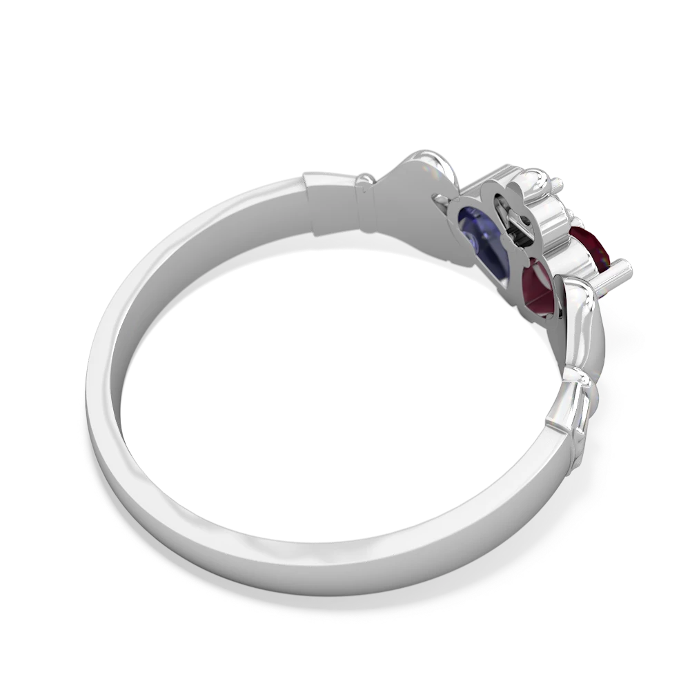 Ruby 'Our Heart' Claddagh 14K White Gold ring R2388