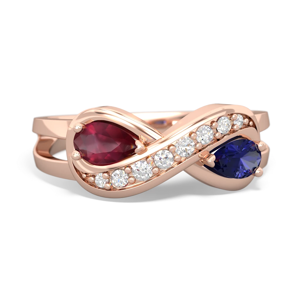 Ruby Diamond Infinity 14K Rose Gold ring R5390