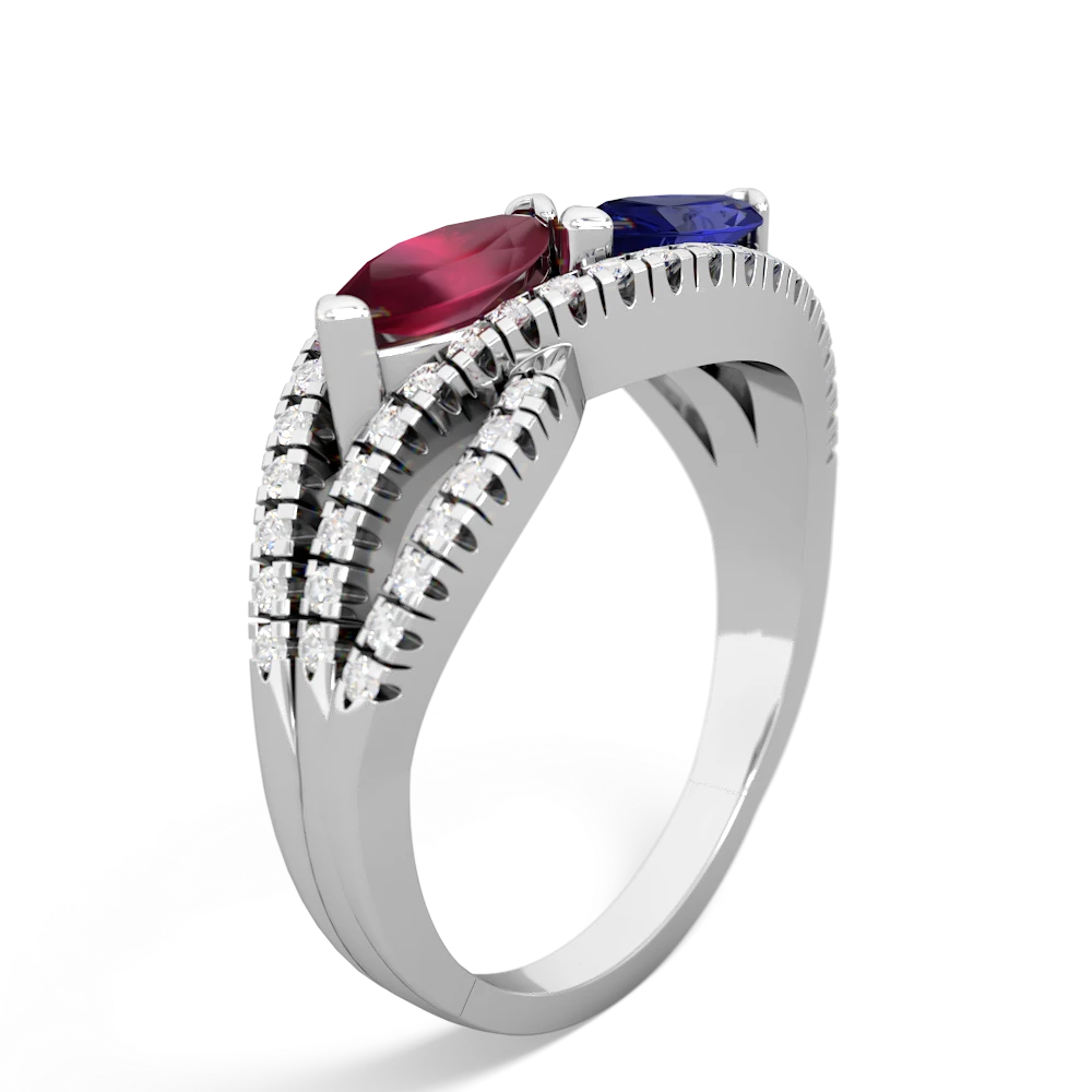 Ruby Diamond Rivers 14K White Gold ring R3070