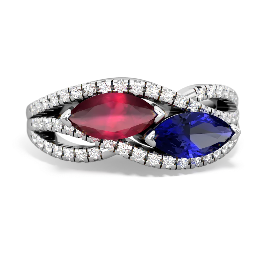 Ruby Diamond Rivers 14K White Gold ring R3070