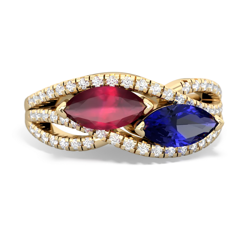 Ruby Diamond Rivers 14K Yellow Gold ring R3070