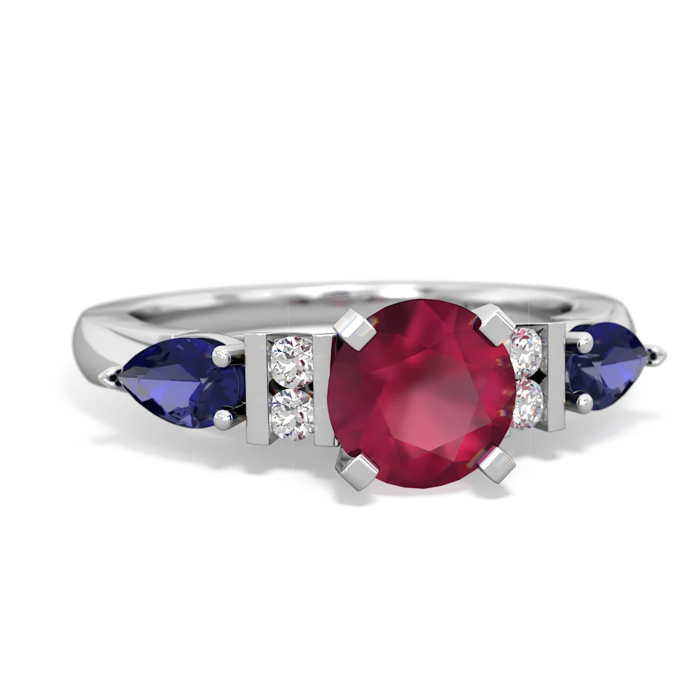 Ruby 6Mm Round Eternal Embrace Engagement 14K White Gold ring R2005