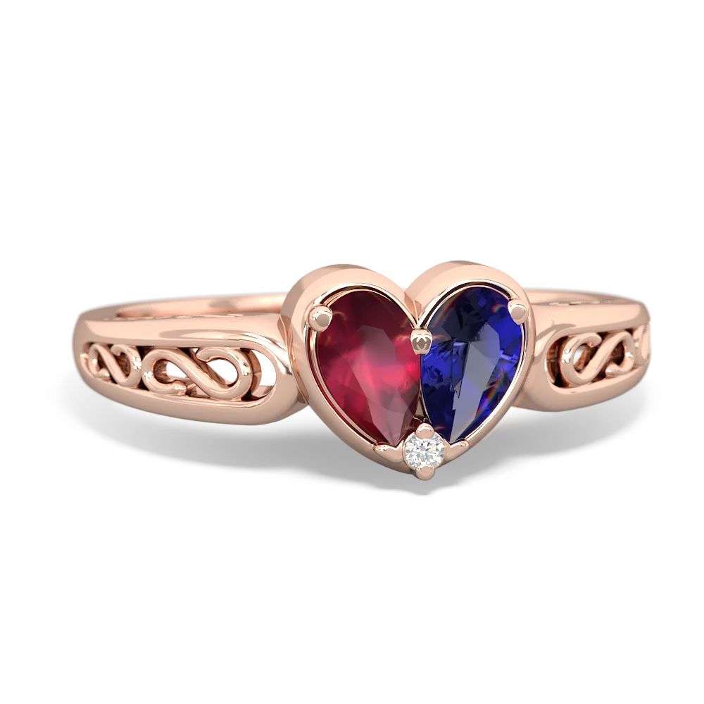 Ruby Filligree 'One Heart' 14K Rose Gold ring R5070