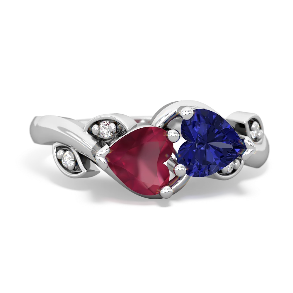 Ruby Floral Elegance 14K White Gold ring R5790