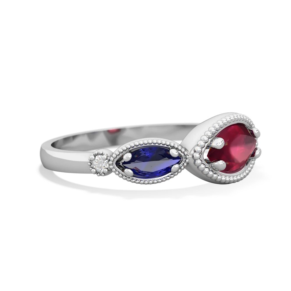 Ruby Milgrain Marquise 14K White Gold ring R5700