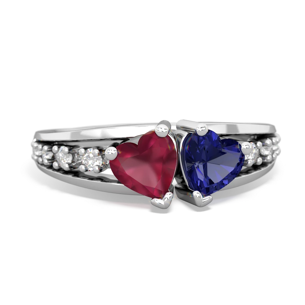 Ruby Heart To Heart 14K White Gold ring R3342