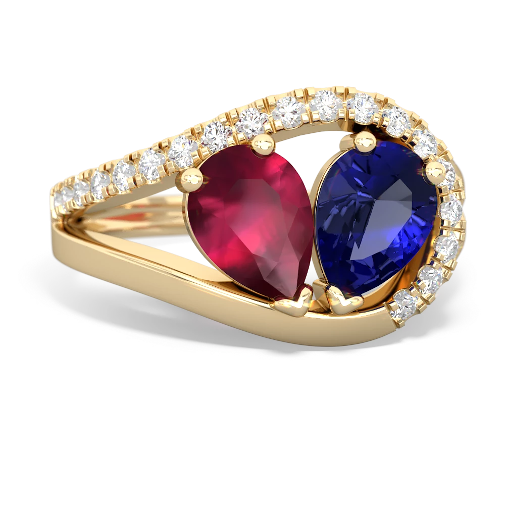 Ruby Nestled Heart Keepsake 14K Yellow Gold ring R5650