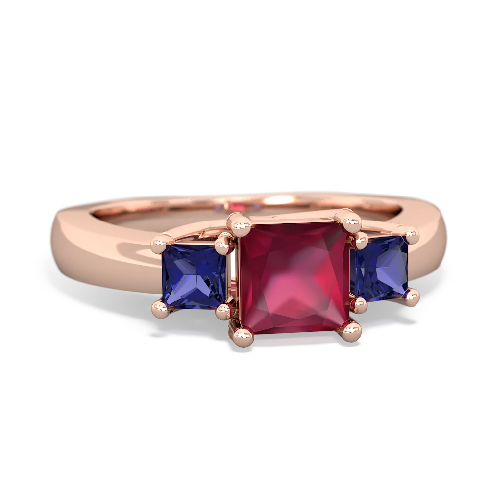 Ruby Three Stone Trellis 14K Rose Gold ring R4015