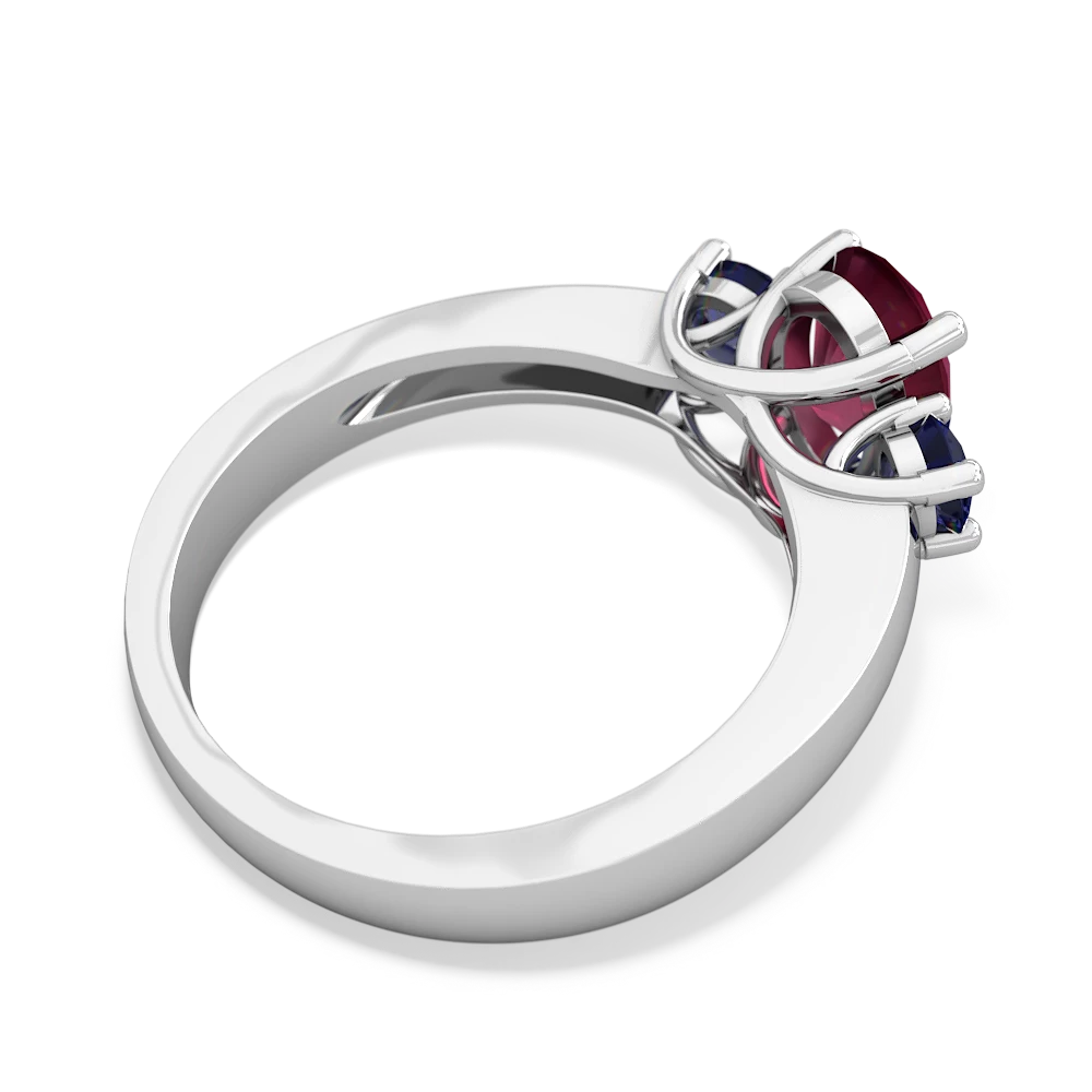 Ruby Three Stone Oval Trellis 14K White Gold ring R4024