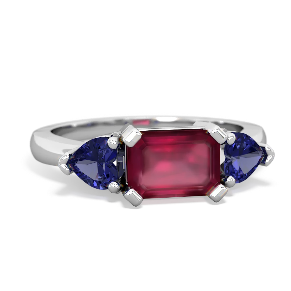 Ruby Three Stone 14K White Gold ring R5235