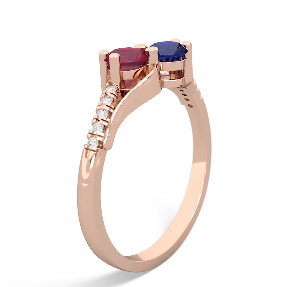 Ruby Infinity Pave Two Stone 14K Rose Gold ring R5285