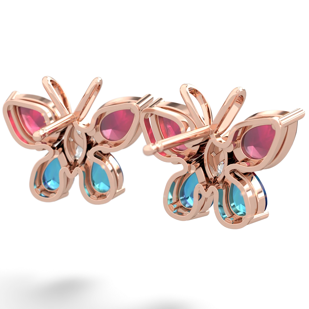 Ruby Butterfly 14K Rose Gold earrings E2215