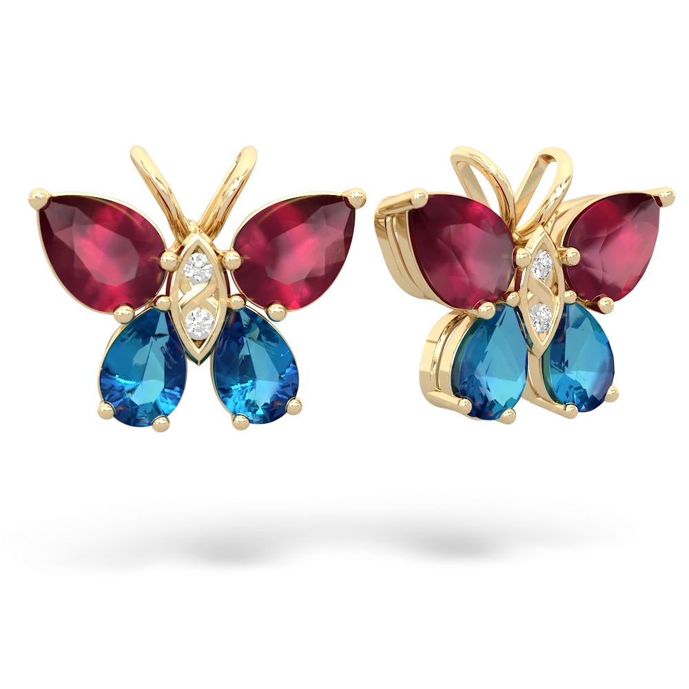 Ruby Butterfly 14K Yellow Gold earrings E2215