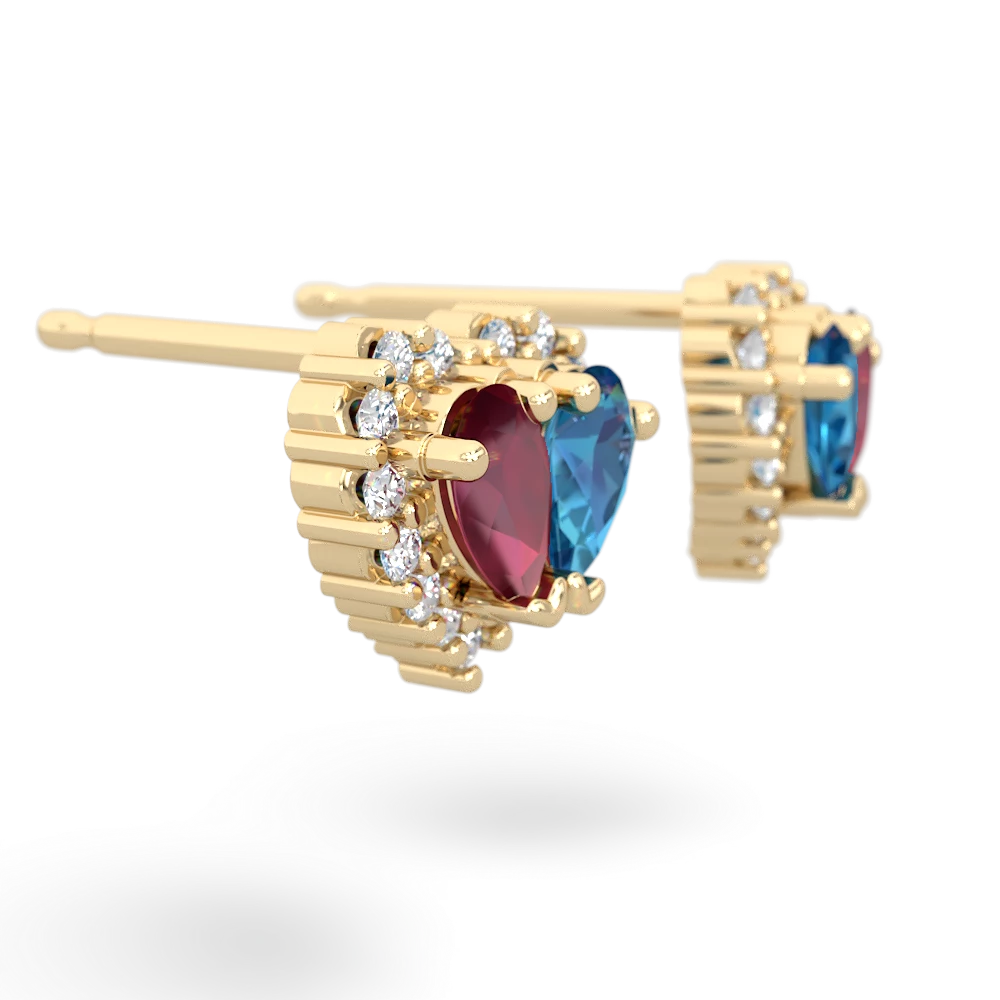 Ruby Halo 14K Yellow Gold earrings E7008