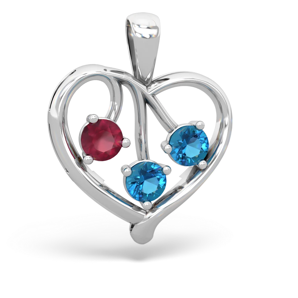 Ruby Glowing Heart 14K White Gold pendant P2233