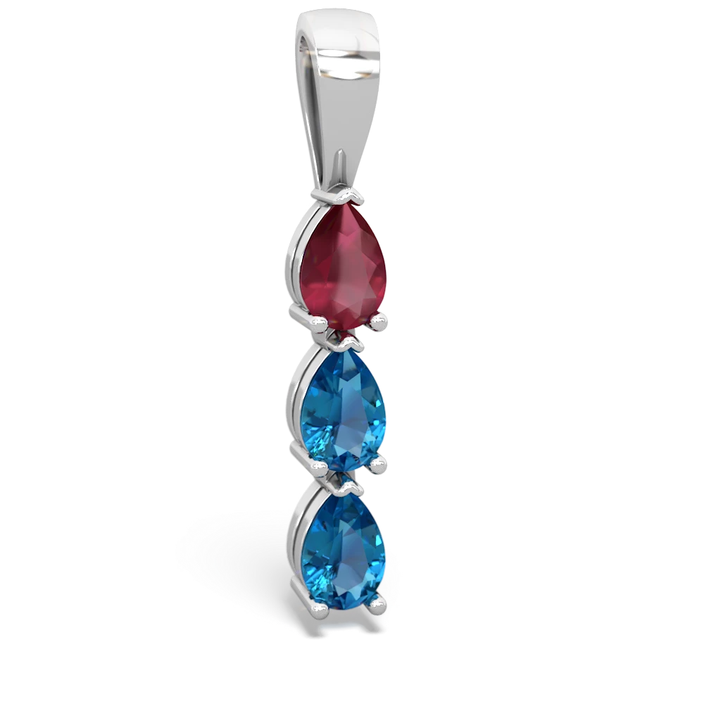 Ruby Dew Drops 14K White Gold pendant P2251