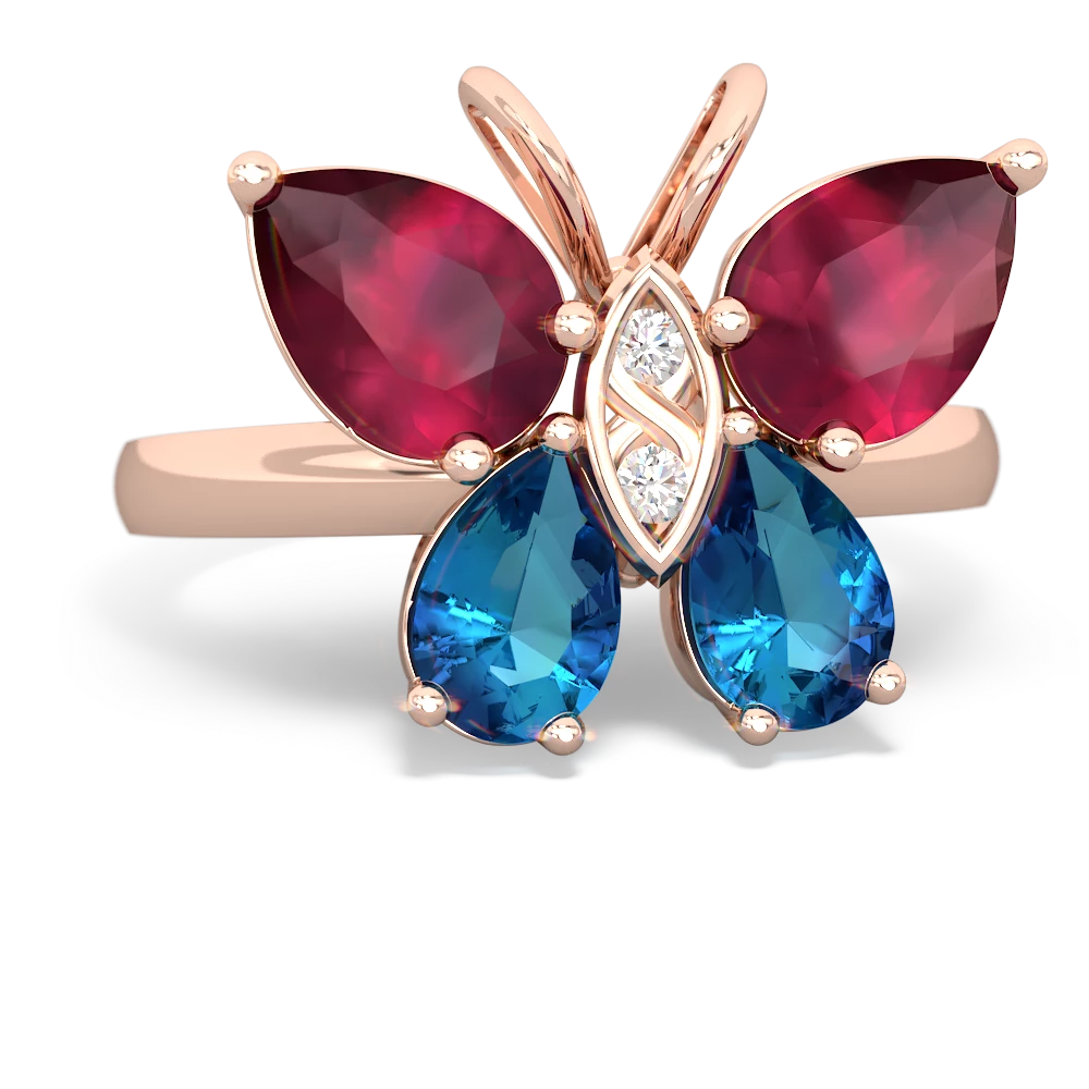 Ruby Butterfly 14K Rose Gold ring R2215