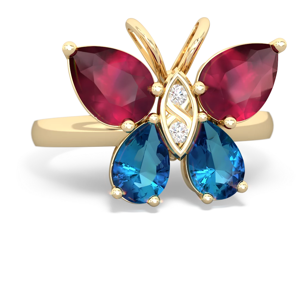 Ruby Butterfly 14K Yellow Gold ring R2215