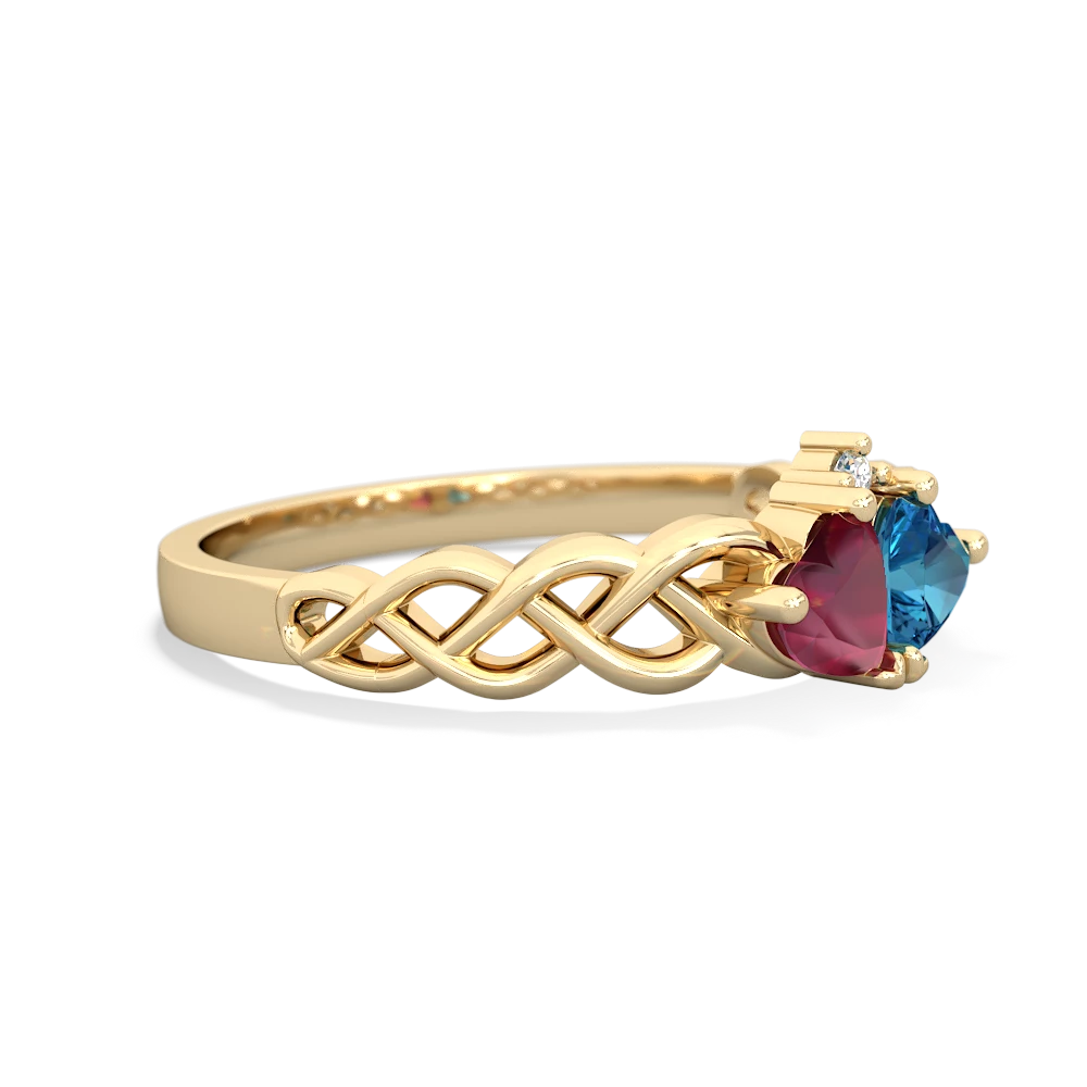 Ruby Heart To Heart Braid 14K Yellow Gold ring R5870