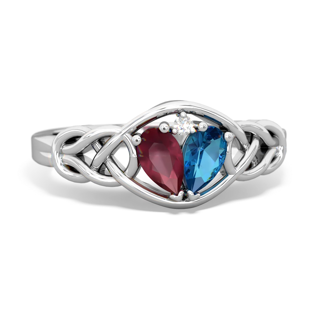 Ruby Celtic Love Knot 14K White Gold ring R5420