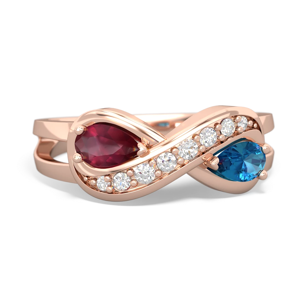 Ruby Diamond Infinity 14K Rose Gold ring R5390