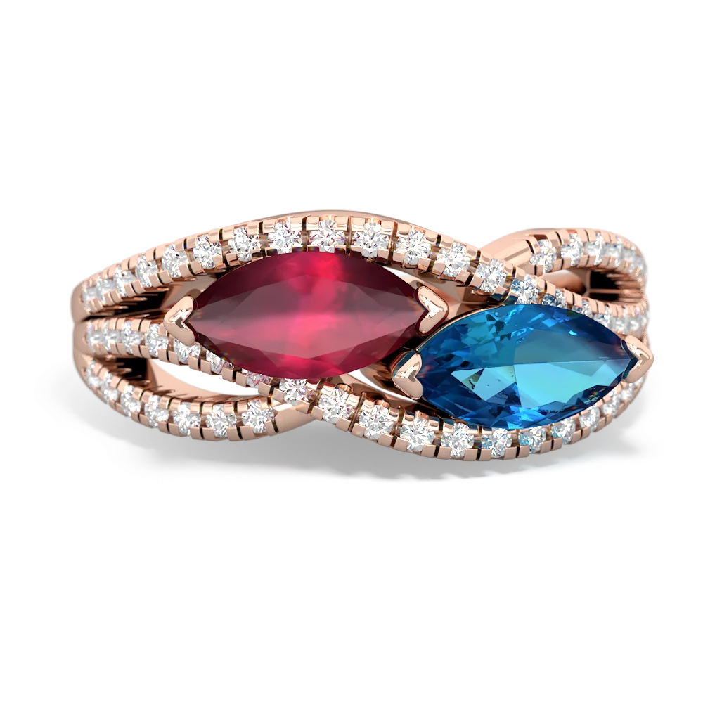 Ruby Diamond Rivers 14K Rose Gold ring R3070