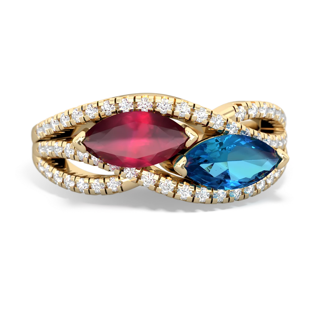 Ruby Diamond Rivers 14K Yellow Gold ring R3070