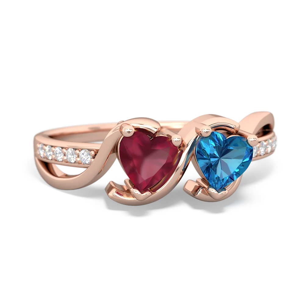 Ruby Side By Side 14K Rose Gold ring R3090