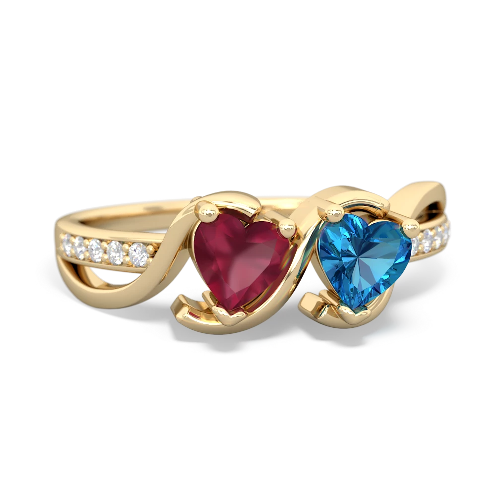 Ruby Side By Side 14K Yellow Gold ring R3090