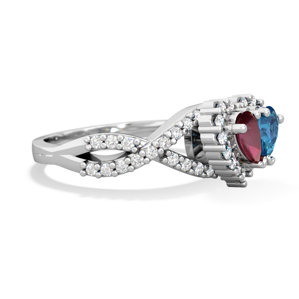 Ruby Diamond Twist 'One Heart' 14K White Gold ring R2640HRT