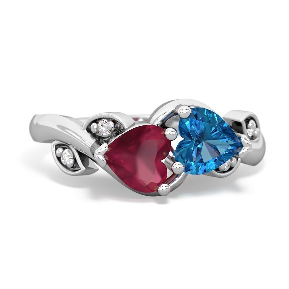 Ruby Floral Elegance 14K White Gold ring R5790