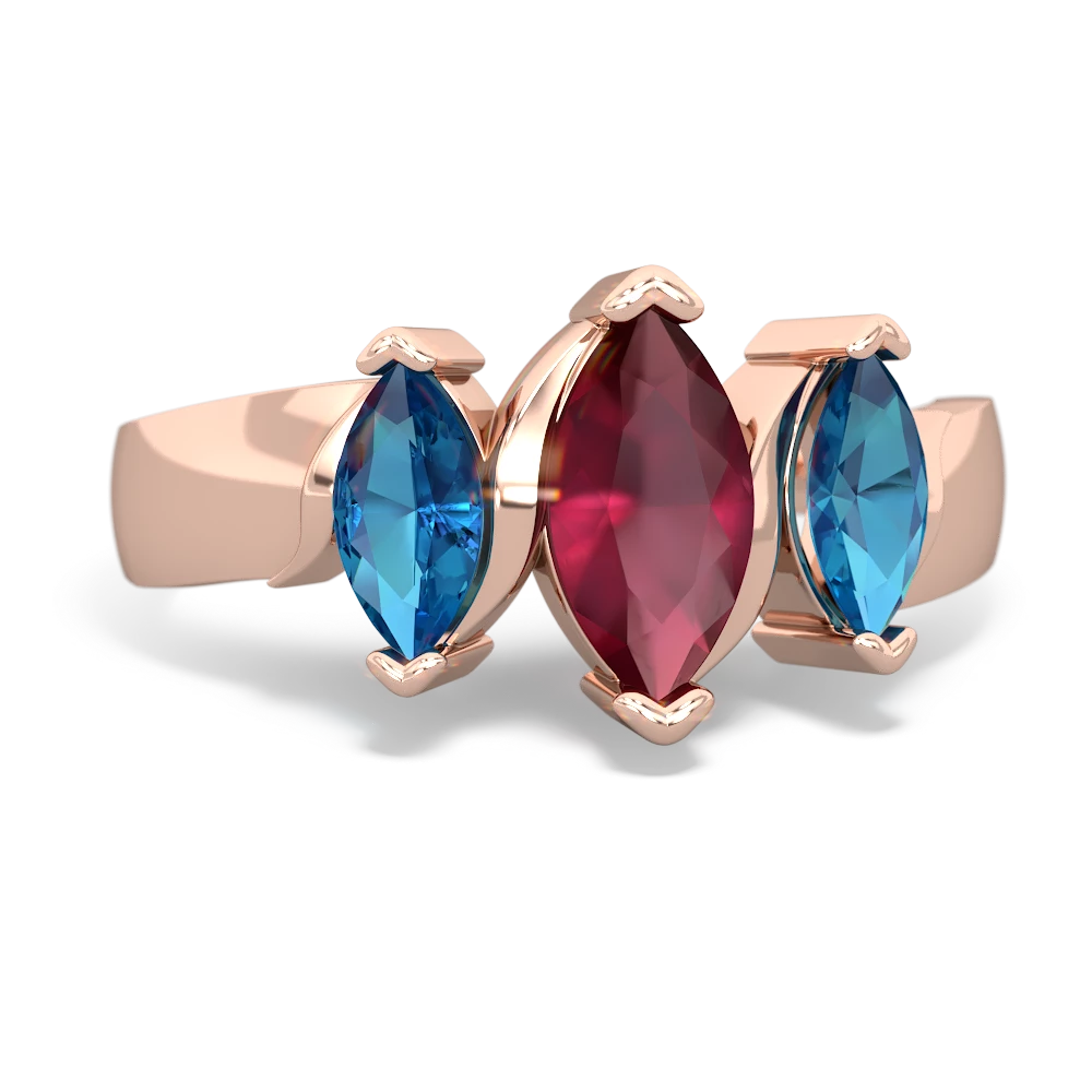 Ruby Three Peeks 14K Rose Gold ring R2433