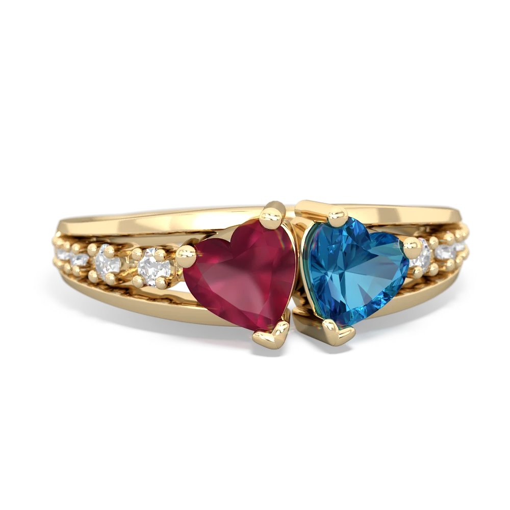 Ruby Heart To Heart 14K Yellow Gold ring R3342