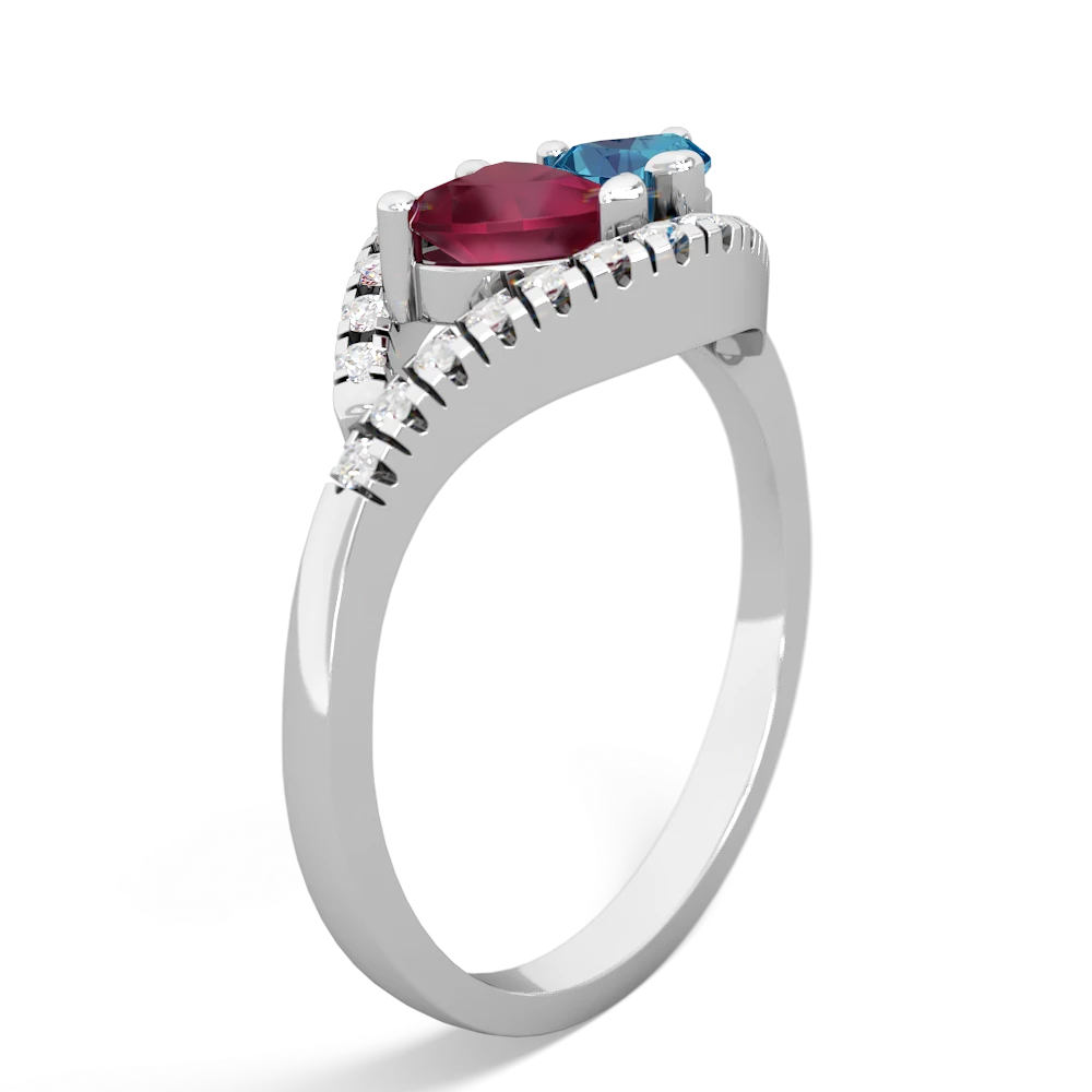 Ruby Mother And Child 14K White Gold ring R3010