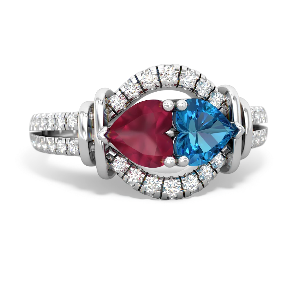 Ruby Art-Deco Keepsake 14K White Gold ring R5630