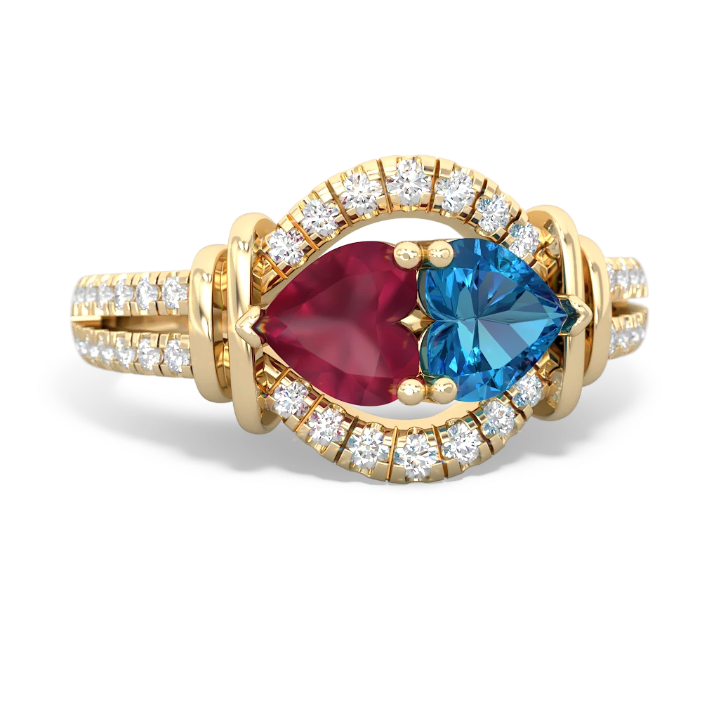 Ruby Art-Deco Keepsake 14K Yellow Gold ring R5630