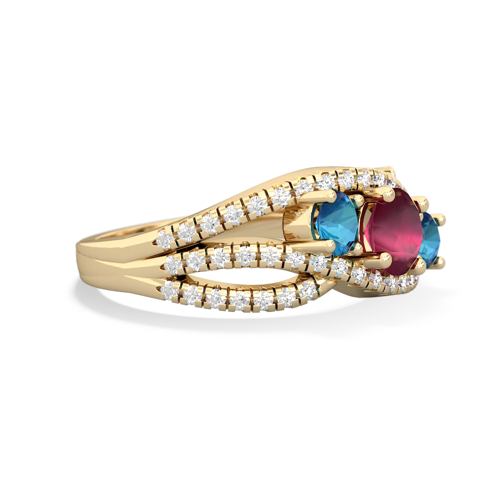 Ruby Three Stone Aurora 14K Yellow Gold ring R3080