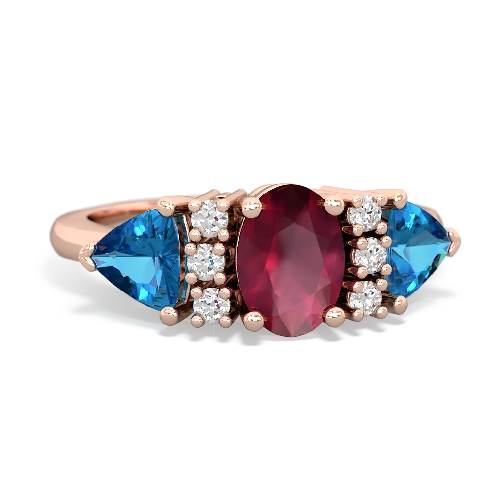 Ruby Antique Style Three Stone 14K Rose Gold ring R2186