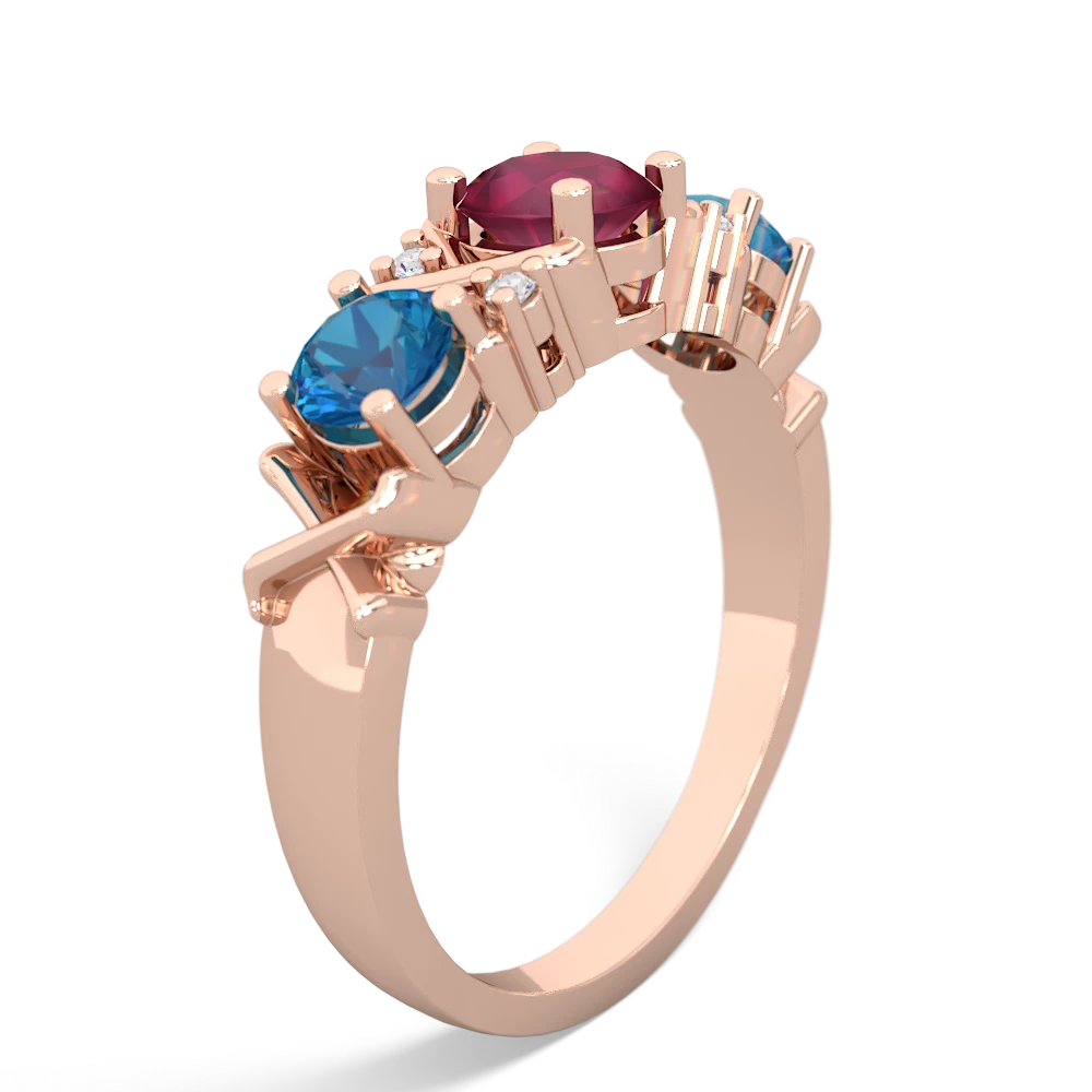 Ruby Hugs And Kisses 14K Rose Gold ring R5016